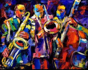 Painting of The Good Guys Blues Band, Live Music